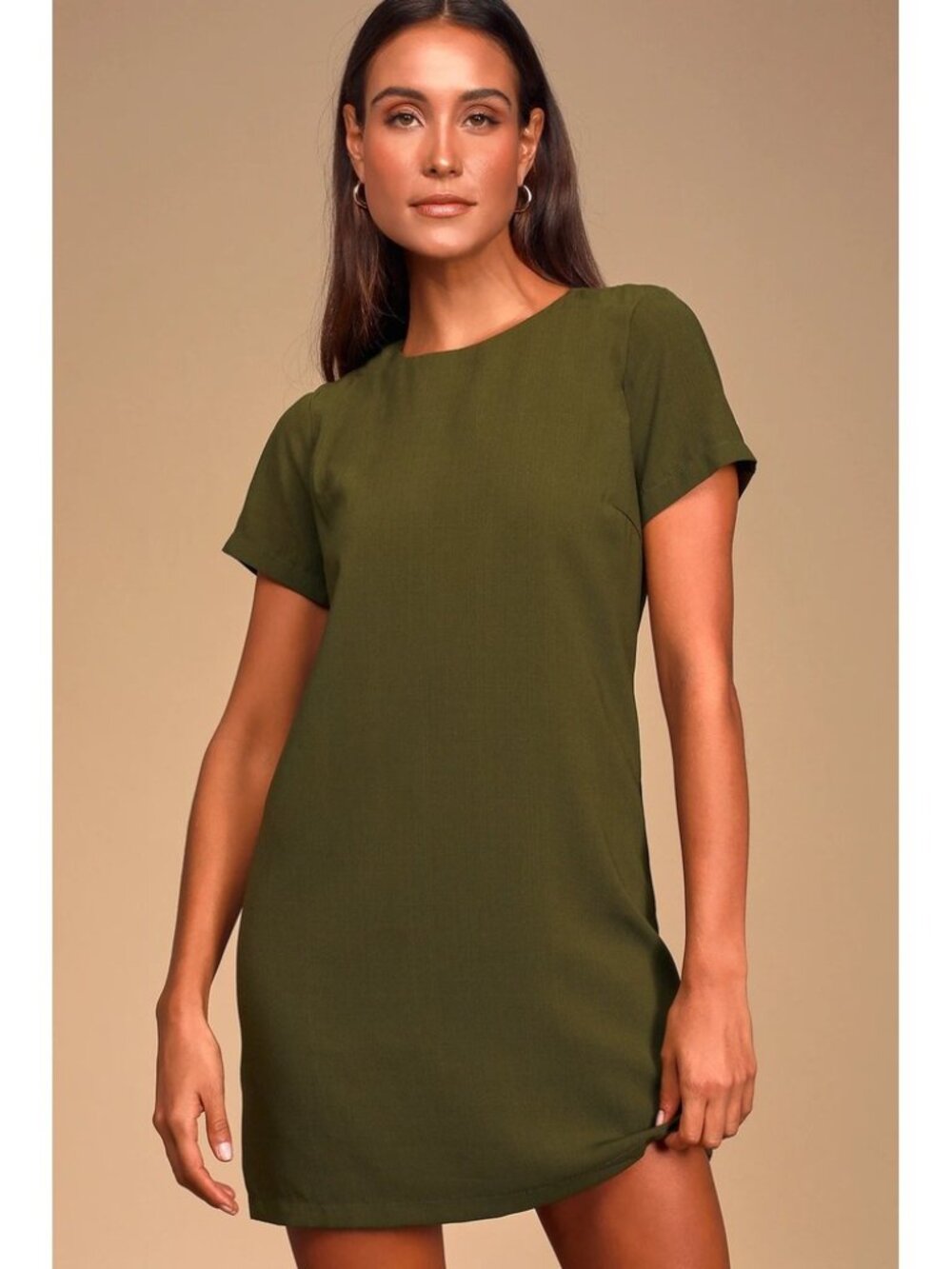 NWT Lulus Shift and Shout Dress Short Sleeves Mini Olive Green Size Small S NEW